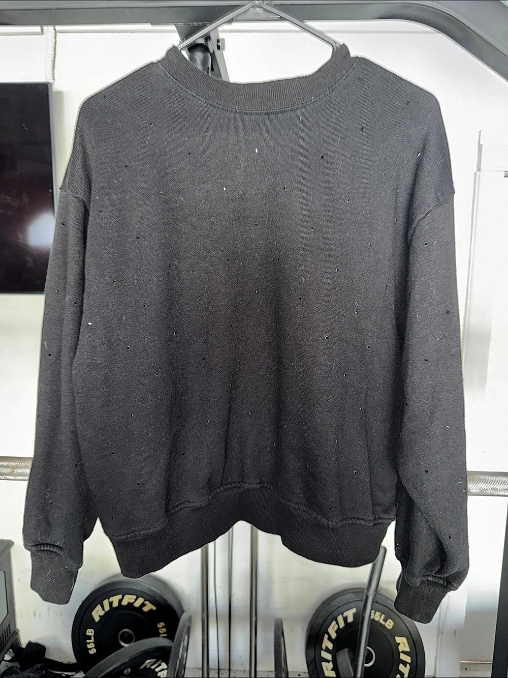Victoria'Small Secret Rhinestone Embellished Crewneck Sweatshirt Black Small